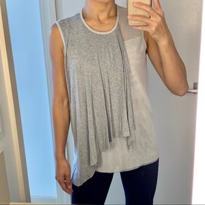 Topshop Gray Mesh Asymmetrical Tank Sz 4